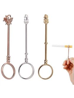 3 Pieces Ring Holder, Elegant Finger Holder Ring, Elegant Lady/Gentleman Holder Ring, Cigarette Holder Ring For Women & Men (Rose Gold/Gold/Silver,0.67 Inch)