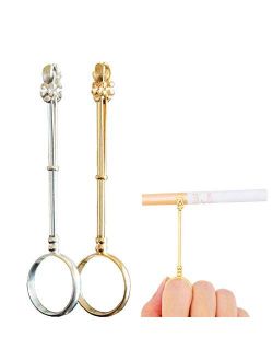 PYK™Cigarette Holder for Women.Keep Your Fingers Away from The Smoke.E Cigarettes for Smokin, Cigarette Holder Ring For Women & Men (Gold and Silver)