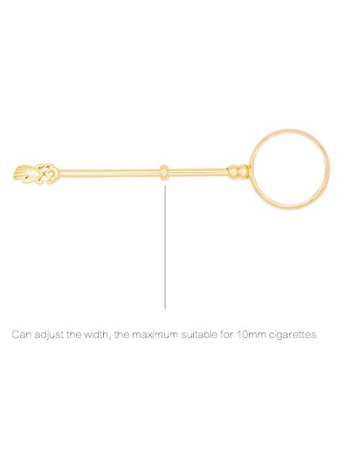 PYK™Cigarette Holder for Women.Keep Your Fingers Away from The Smoke.E Cigarettes for Smokin,Blunt Holder, Cigarette Holder Ring For Women & Men (Gold Two)