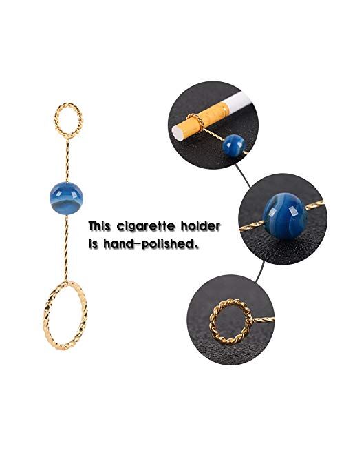 Lzttyee Personality Elegant Cigarette Holder Ring For Women & Men (Gold, S 16mm)