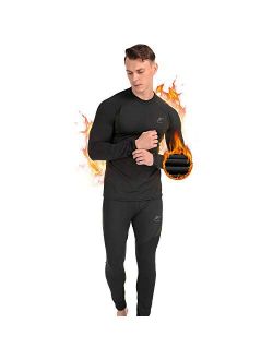 MeetHoo Thermal Underwear for Men, Fleece Lined Base Layer Set Long Johns for Running Skiing
