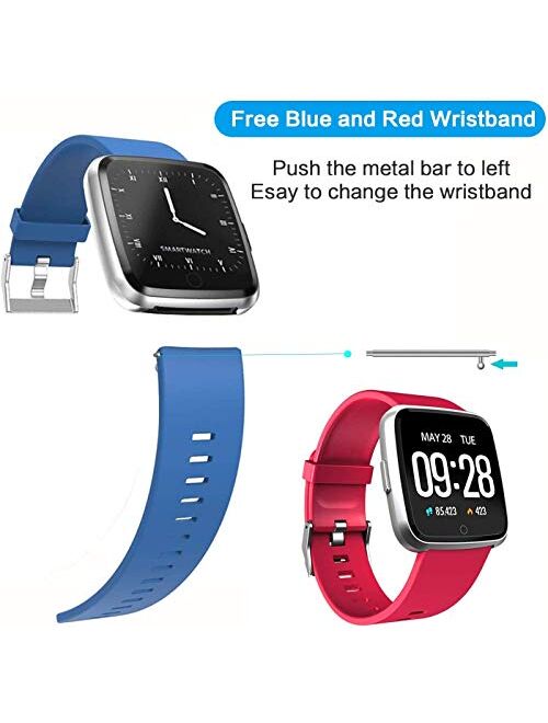 Smart Watch, Smartwatch with SMS/Caller ID, IP67 Waterproof Smart Watch for Men/Women/Kids, Fitness Tracker Step/Calorie Counter, Heart Rate/BP/Blood Oxygen/Sleep Monitor