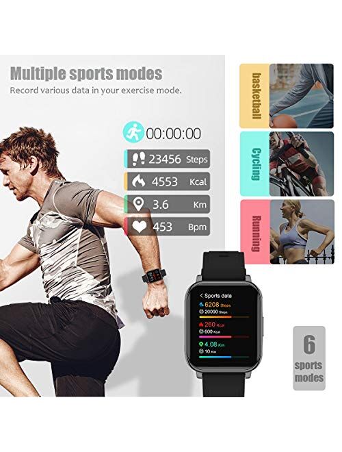 2021 Latest Smart Watch, Fitness Tracker with Temperature/Heart Rate/Sleep/Steps Monitor Compatible for iPhone Samsung Android, Smartwatch for Men Women