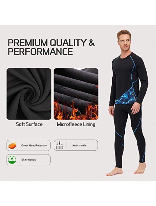 SKYSPER Men's Thermal Underwear Set Fleece Lined Long Johns Sport Base Layer