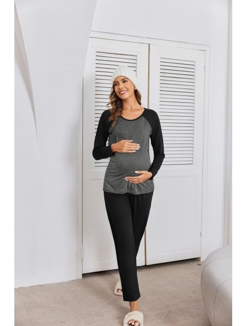 Ekouaer Maternity Pajama Sets 3 in 1 Labor Delivery Nursing PJS Pregnancy Breastfeeding PJ Set Sleepwear