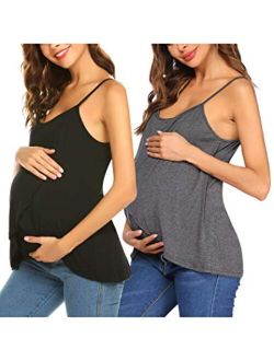 3 in 1 Labor Delivery Maternity Nursing Tank Top Double Layer Sleeveless Breastfeeding Pregnancy Soft Cami Shirt