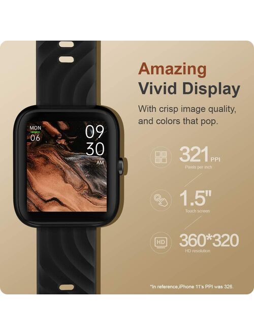 Virmee VT3 Plus Smart Watch for iOS Android Phones, Fitness Tracker 1.5 Inch Touch Screen with Blood Oxygen Meter Step Tracking Heart Rate Monitor, IP68 Valentine's Smart