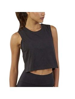 Cropped Workout Tops for Women Stretchy Muscle Tank Workout Shirts with Back Mesh