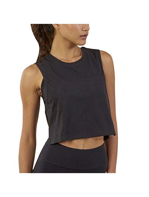 Bestisun Cropped Workout Tops for Women Stretchy Muscle Tank Workout Shirts with Back Mesh