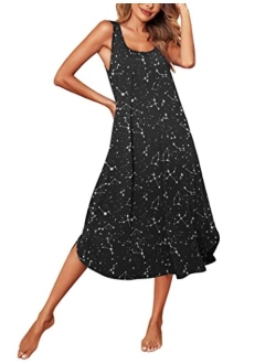 Tank Nightgown for Women Tank Dress Sleepwear Soft Nightgown Loose Tank Sleepdress Sleeveless Sleepshirt S-XXL
