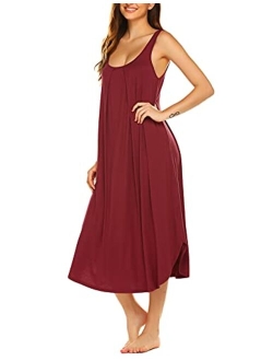 Tank Nightgown for Women Tank Dress Sleepwear Soft Nightgown Loose Tank Sleepdress Sleeveless Sleepshirt S-XXL
