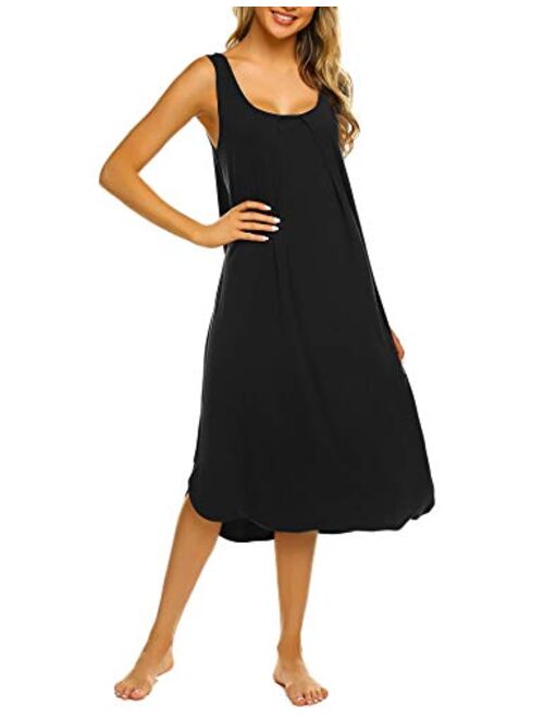 Ekouaer Tank Nightgown for Women Tank Dress Sleepwear Soft Nightgown Loose Tank Sleepdress Sleeveless Sleepshirt S-XXL