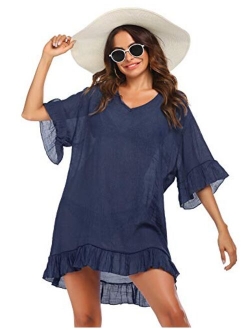 Swimsuit Cover Ups, Women's Bathing Suit Coverups Dress Bikini Beach Tunic Top S-XXL
