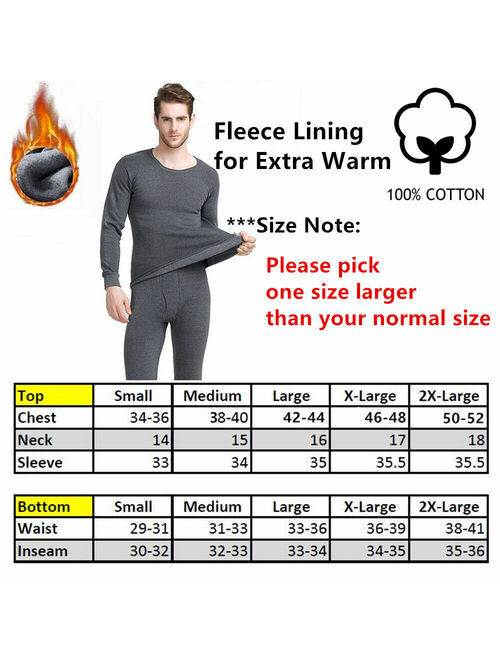 GOYOMA Cotton Men Winter Thermal Long Johns Top Bottom Underwear Set