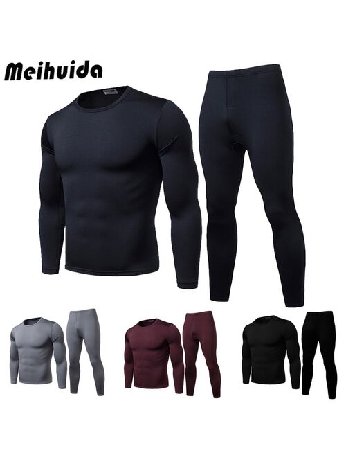 Meihuida Winter Warm Thermal Underwear Set Long Pant and Long Sleeve Pullover T Shirt L-XXL