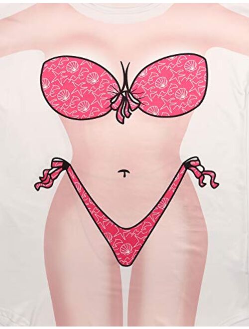 Ekouaer Women's Bikini Shirt Cover Up Short Sleeve Cute Bikini Print Cover-Up Baggy T Shirt Dress Fun Wear