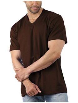 Ma Croix Mens Premium Heavy Blend Comfort V Neck T Shirt Solid Short Sleeve Casual Cotton Tee Big and Tall S-5XL
