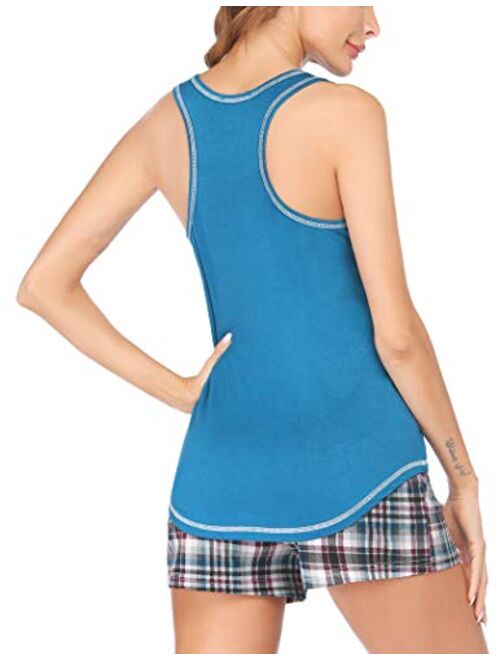 Ekouaer Women's Sleeveless Sleep Set Pajamas Set Tank and Shorts Loungewear Set
