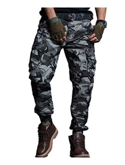 Men's Cargo Joggers Work Camo Chino Utility Combat Pants Trousers with Multi Pockets