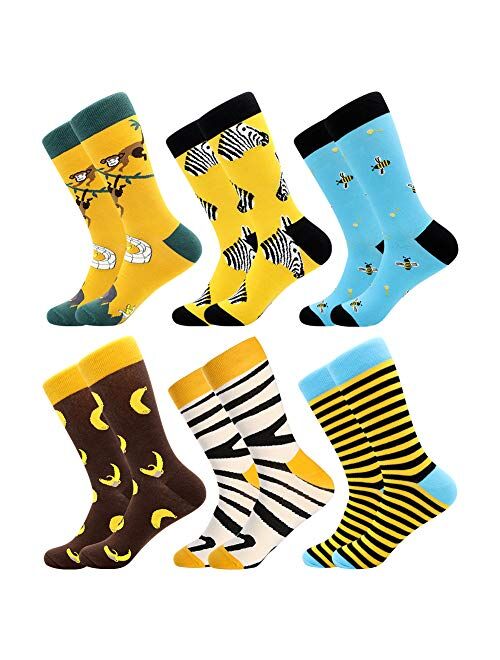 Bonangel Mens Fun Dress Socks-Colorful Funny Novelty Crew Socks Pack,Art Socks