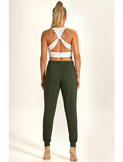 icyzone Women's Active Joggers Sweatpants - Athletic Yoga Lounge Pants with Pockets