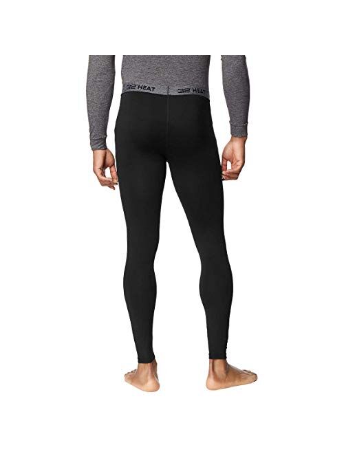 32 DEGREES Mens 2 Pack Heat Performance Thermal Baselayer Pant Leggings, Black/Black, M