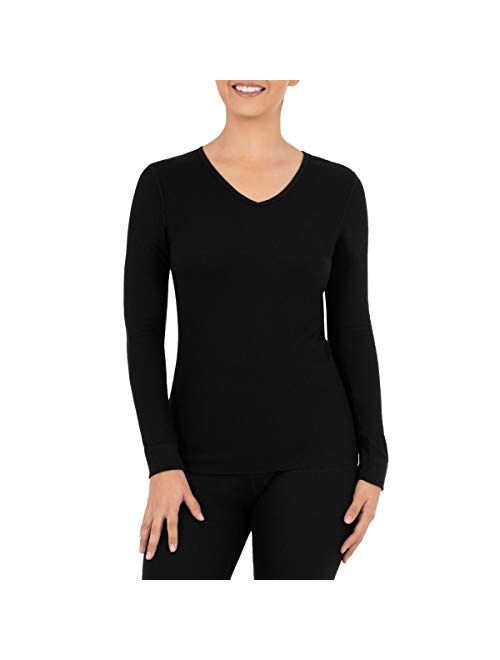 Fruit of the Loom Women's Micro Waffle Premium Thermal V-Neck