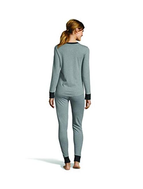 Hanes Women's Color Fusion 2-Ply Crew Neck Thermal Baselayer Tagless Long Sleeve T-Shirt