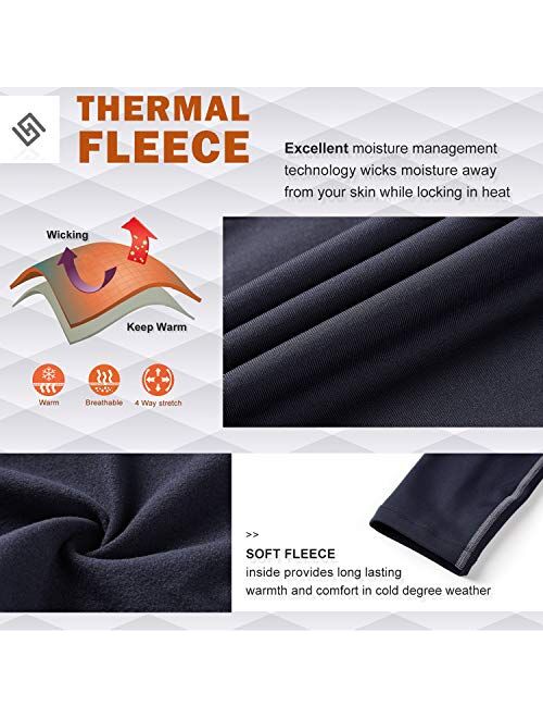 Houmous Men's Soft Fleece Compression Performance Long Top & Bottom Thermal Underwear Baselayer