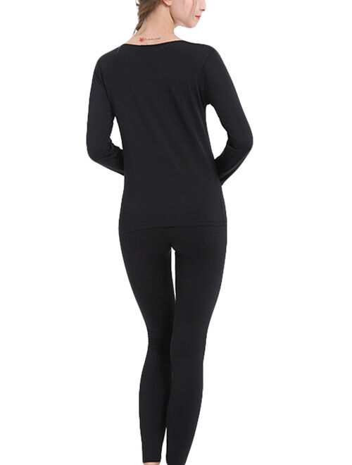 Womens Seamless Ultra Soft Thermal Underwear Long Johns Set Ladies 2pc Winter Warm Top+ Bottom Set