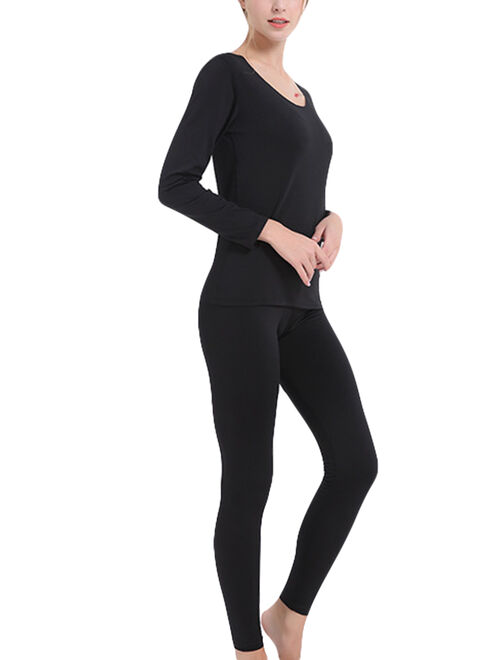 Womens Seamless Ultra Soft Thermal Underwear Long Johns Set Ladies 2pc Winter Warm Top+ Bottom Set