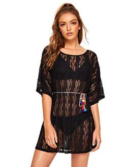Women's Floral Lace Crochet Kimono Cardigan Beach Wear Cover up