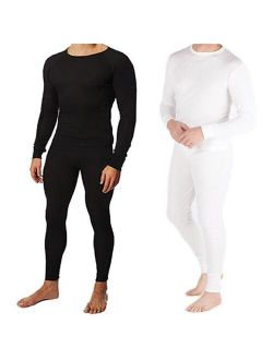 Cotton Plus 2134077 Mens Thermal Underwear Set top & Bottom, White - Extra Large, Case of 12