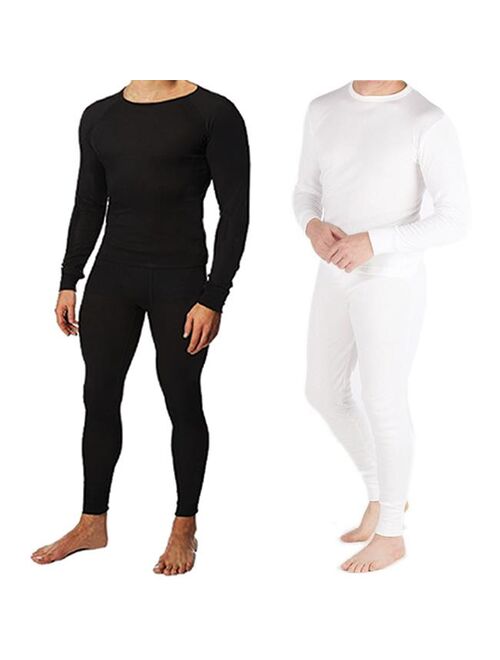 Cotton Plus 2134077 Mens Thermal Underwear Set top & Bottom&#44; White - Extra Large&#44; Case of 12