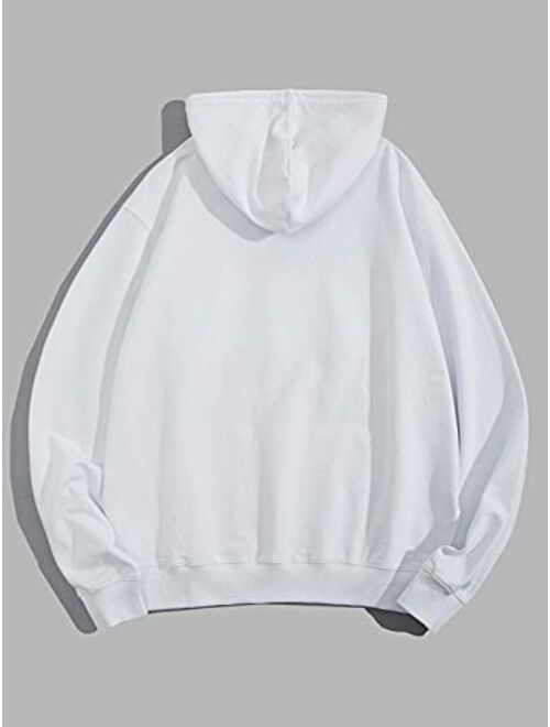 ZAFUL Men's Color Block Hoodies Chinese Lemonade Production Label Graphic Drop Shoulder Pullover Drawstring Sweatshirts