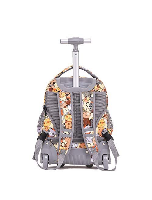 Tilami Rolling Backpack 16 Inch School College Travel Carry-on Backpack Boys Girls