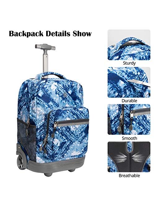 WEISHENGDA 18 inches Wheeled Rolling Backpack for Adults and School Students Books Travel Bag