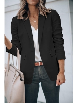 Women's Casual Blazers Open Front Long Sleeve Work Office Jackets Blazer