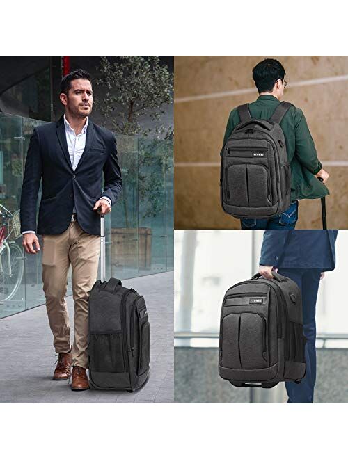 Rolling Backpack, Large Laptop Backpack Business Travel Wheeled Backpack for Men
