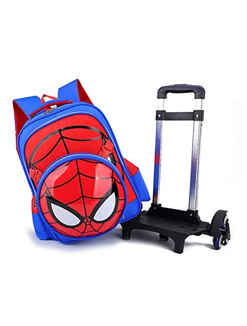 Spiderman Six Wheels Trolley Case School Bags Boy Oxford Cloth Vacation Backpack