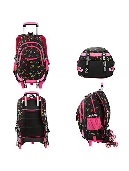 VBG VBIGER Rolling Backpack for Girls Backpack with Wheels for Girls Luggage Backpack on Wheels for Kids School Travel