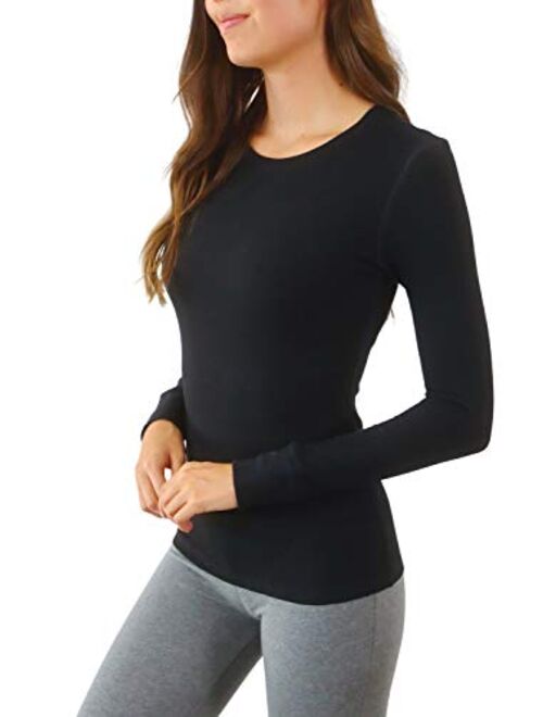 Pure Look Women's Long Sleeve Waffle Knit Stretch Cotton Thermal Underwear Shirt