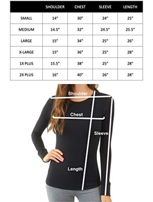 Pure Look Women's Long Sleeve Waffle Knit Stretch Cotton Thermal Underwear Shirt