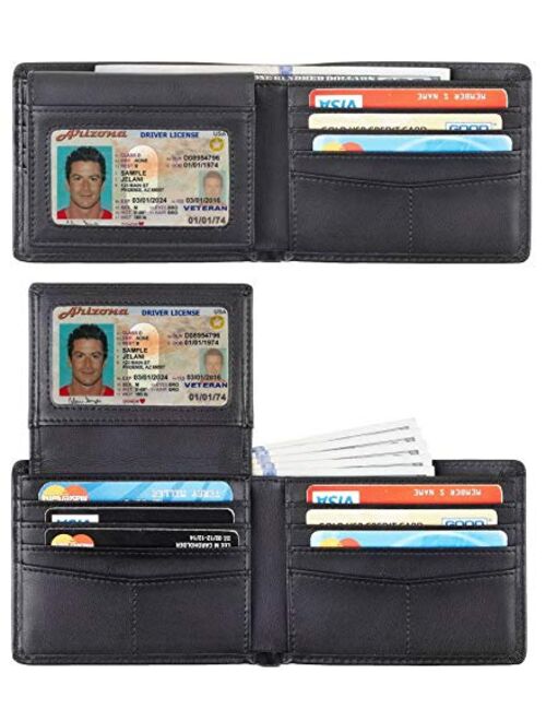 Travelambo RFID Blocking Genuine Leather Bifold Multi Card Wallet