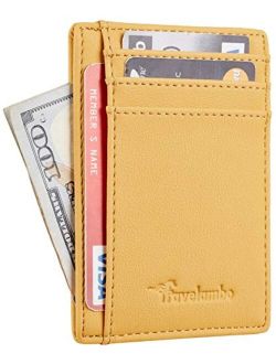 Front Pocket Minimalist Leather Slim Wallet RFID Blocking Medium Size