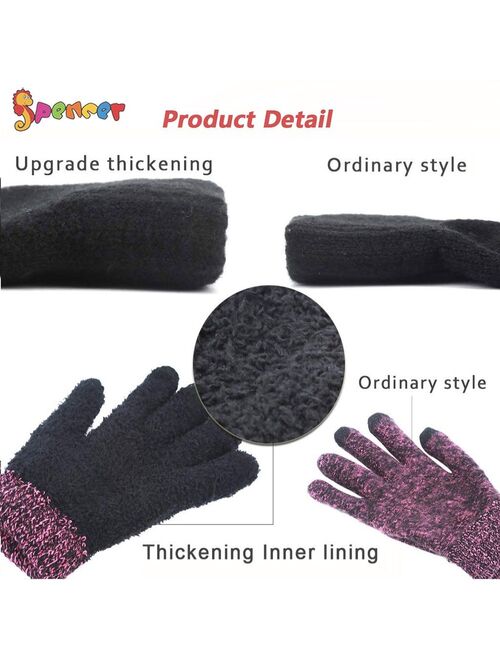 Spencer Winter Warm Texting Gloves for Women Men, Knit Gloves Touchscreen Anti-Slip Silicone Gel Thermal Soft Lining Elastic Cuff Texting Gloves "Purple,Women"