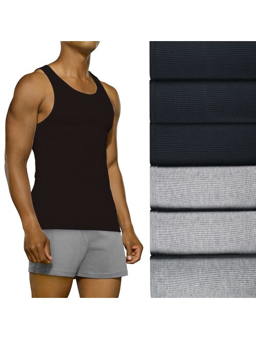 Men's Fruit of the Loom Signature Super Soft Black/Grey A-Shirt (6-pack)
