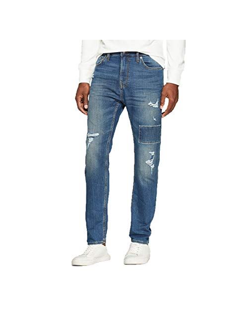 Goodfellow & Co Men's Taper Fit Medium Patched with Destruction Jeans - Vintage Indigo -