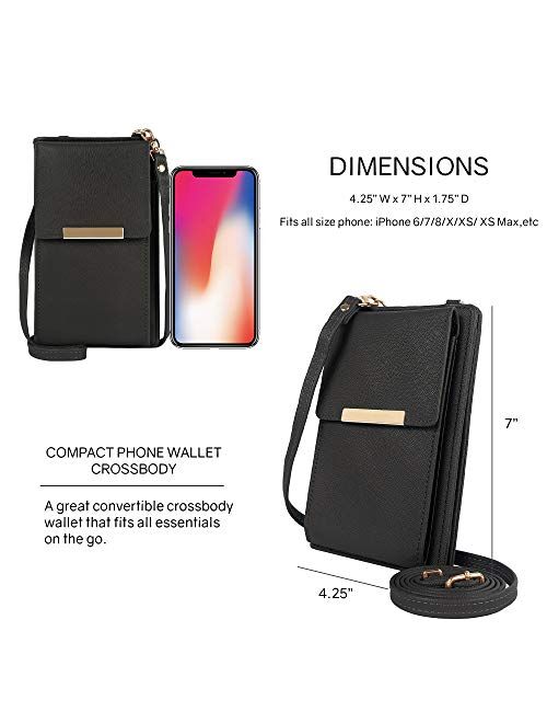 Deluxity Gianna Stylish Lightweight Small Plaid Crossbody Bag Cell Phone Purse Shoulder Bag Wallet with Card Holder for Women