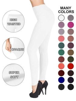 High Waisted Leggings - 25 Colors - Super Soft Full Length Opaque Slim